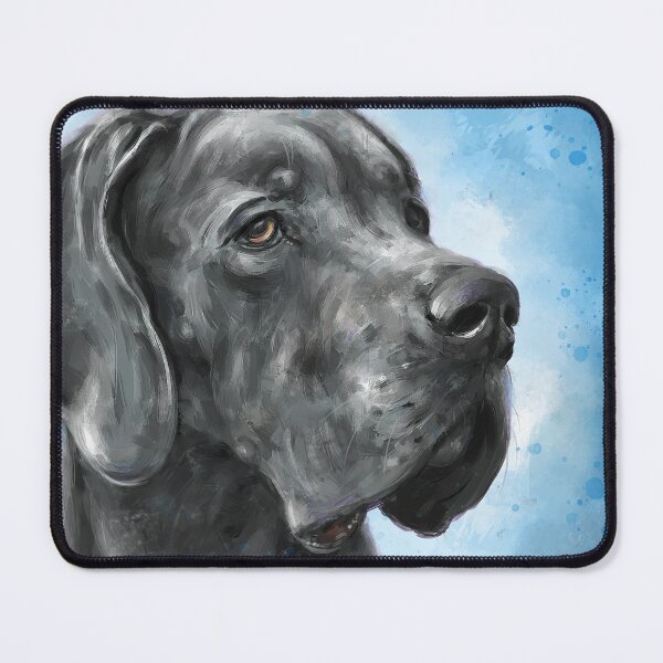 Item preview, Painting of Grey Great Dane on a Blue Background designed and sold by ibadishi.