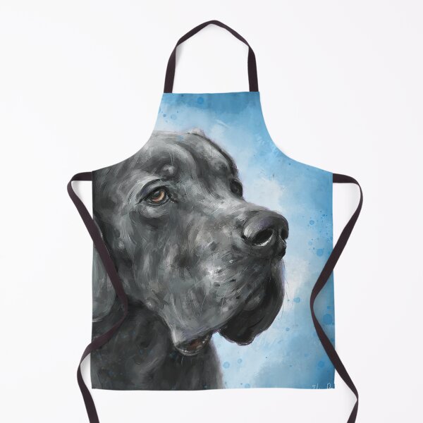 Item preview, Painting of Grey Great Dane on a Blue Background designed and sold by ibadishi.
