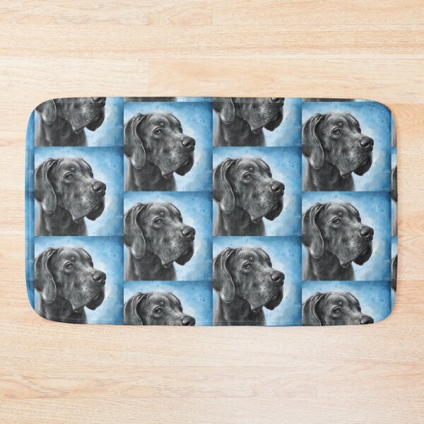 Item preview, Painting of Grey Great Dane on a Blue Background designed and sold by ibadishi.
