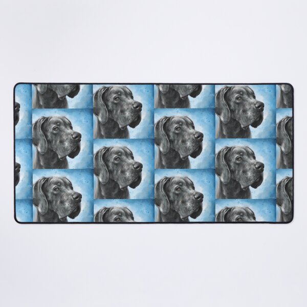 Item preview, Painting of Grey Great Dane on a Blue Background designed and sold by ibadishi.