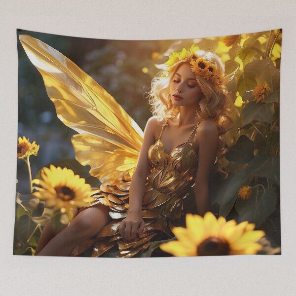 Item preview, Solar Serenity | Sunflower Fairy in Golden Glow designed and sold by MysticFable.