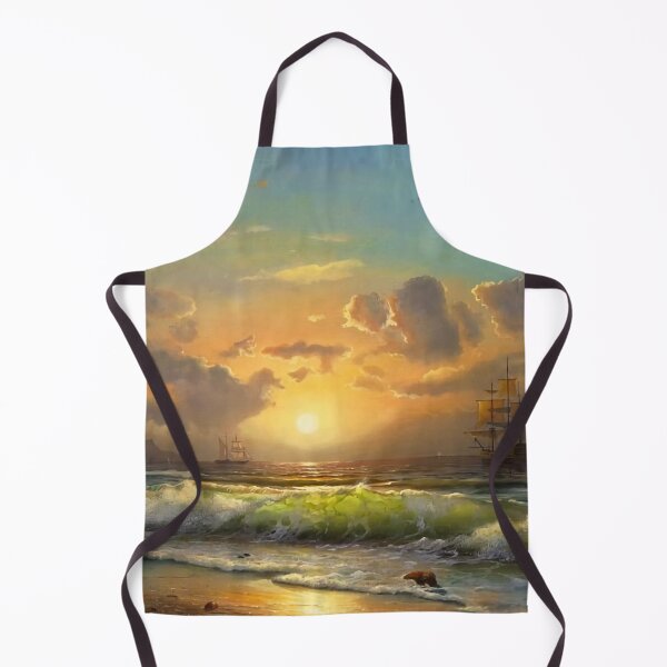 Item preview, Sea meeting at sunrise, two ships, transparent waves designed and sold by clon-dot-net.
