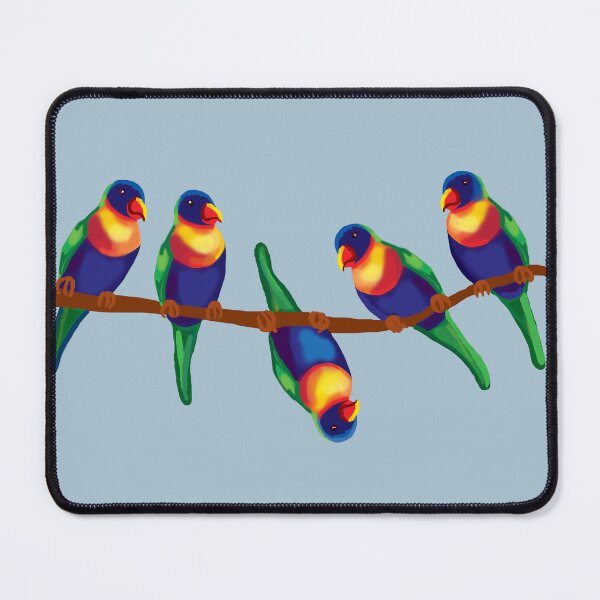 Item preview, Colorful cheeky rainbow lorikeets on a branch designed and sold by goanna.
