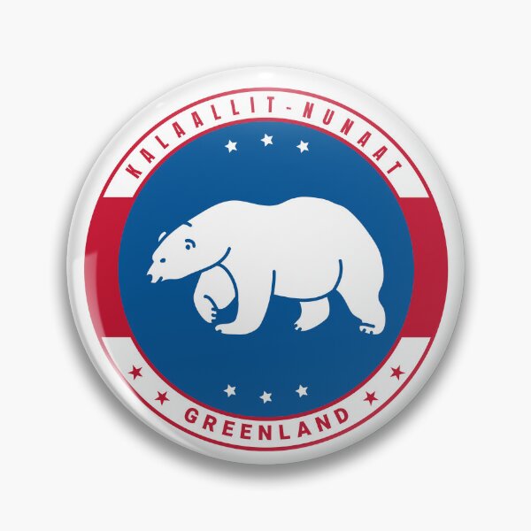 Item preview, Red Blue Greenland Polar Bear Badge designed and sold by GraTEEtude.