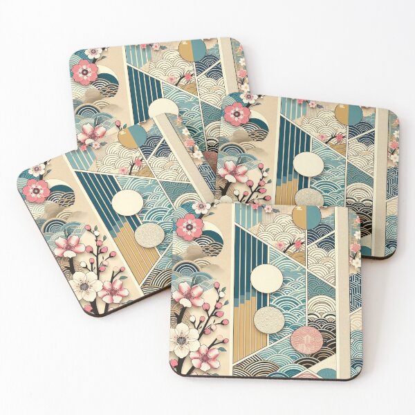 Item preview, A contemporary Japanese pattern adorned with sakura blossoms designed and sold by saqui-com.