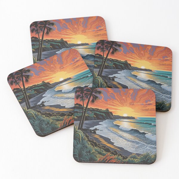 Item preview, Sunset over a New Zealand beach. designed and sold by ArtbyJanineTate.