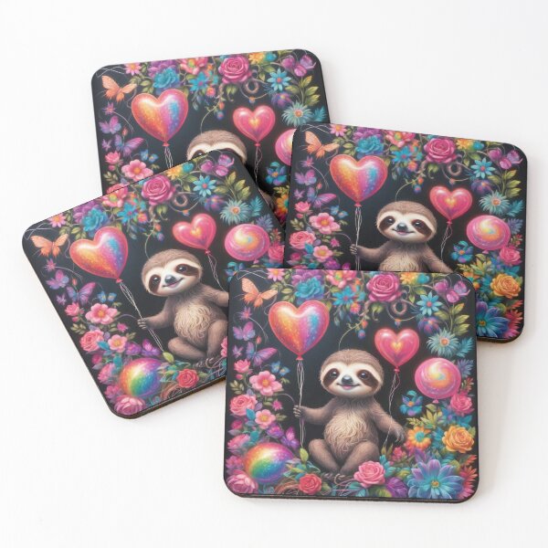 Item preview, Baby Sloth Loves Beautiful Flowers And Balloons designed and sold by BotunPeony.