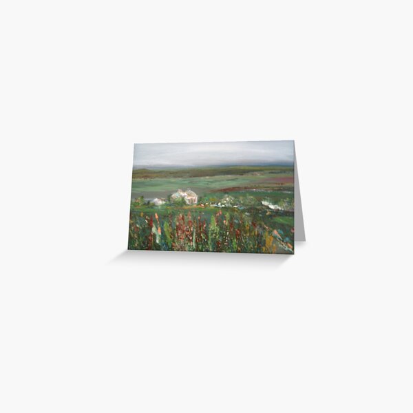Purple splashed on Green Greeting Card