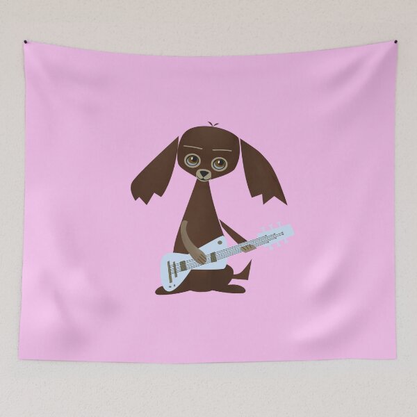 Item preview, Dog Playing Vintage Guitar Pink Background designed and sold by CarlaBaremb.