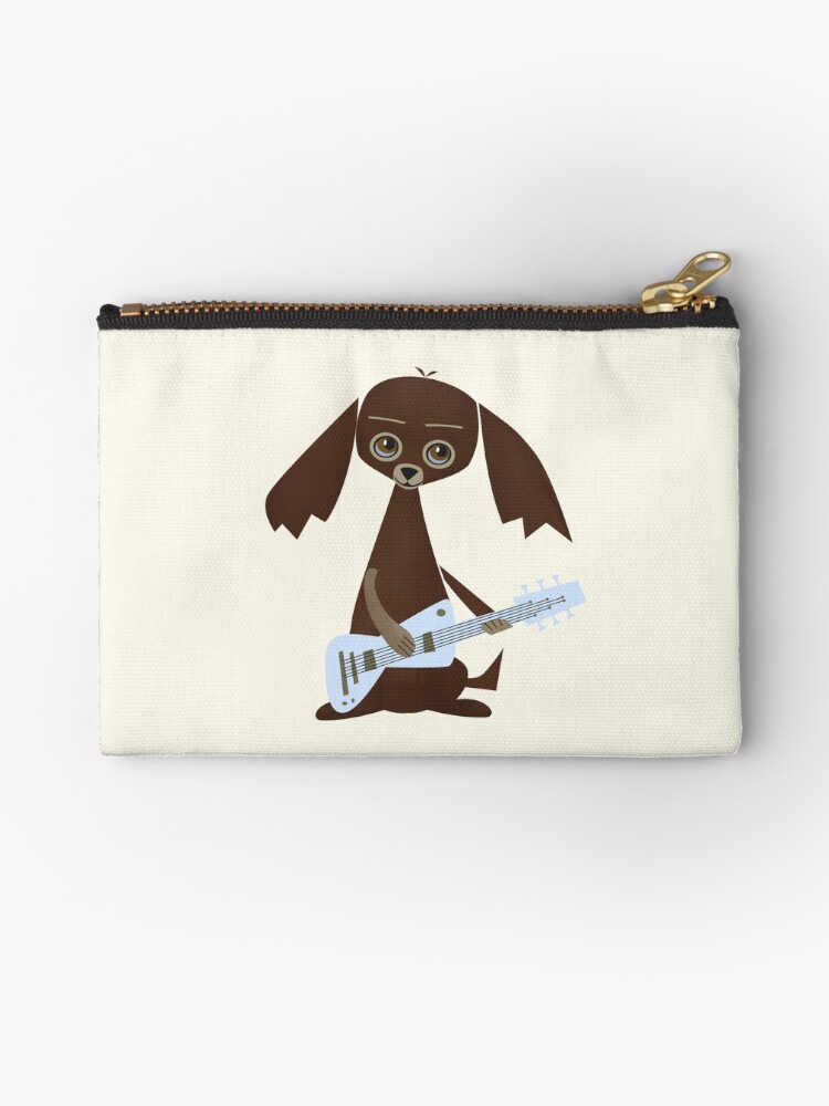 Thumbnail 1 of 4, Zipper Pouch, Dog Playing Vintage Guitar designed and sold by CarlaBaremb.
