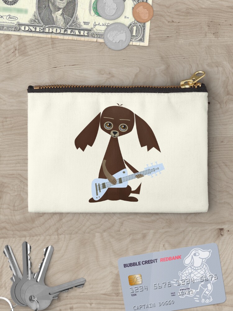Thumbnail 3 of 4, Zipper Pouch, Dog Playing Vintage Guitar designed and sold by CarlaBaremb.