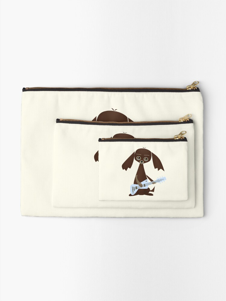 Thumbnail 2 of 4, Zipper Pouch, Dog Playing Vintage Guitar designed and sold by CarlaBaremb.