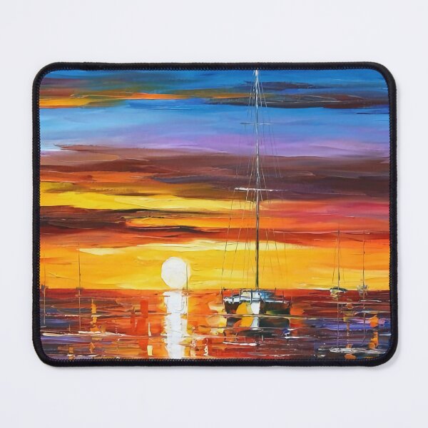 Item preview, Pier sea landscape with a yacht at sunset designed and sold by clon-dot-net.