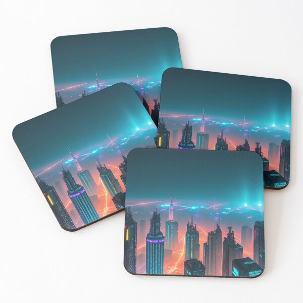 Item preview, Futuristic cityscape illuminated by vibrant, colorful neon lights. designed and sold by ArtComixHaven.