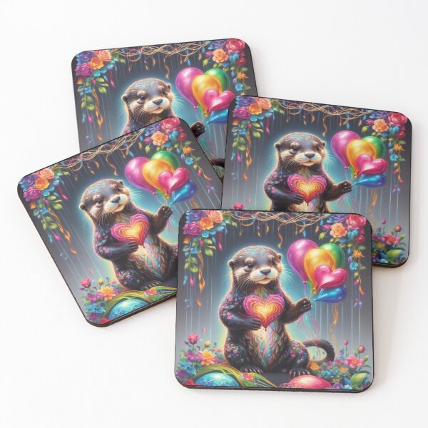 Item preview, Baby Otter Loves Beautiful Flowers and  Balloons  designed and sold by BotunPeony.