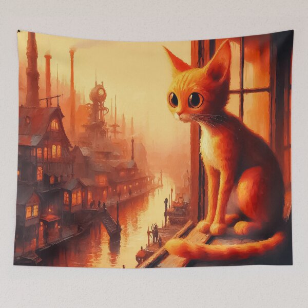 Item preview, Ginger Cat in Steampunk City designed and sold by TomFrontierArt.