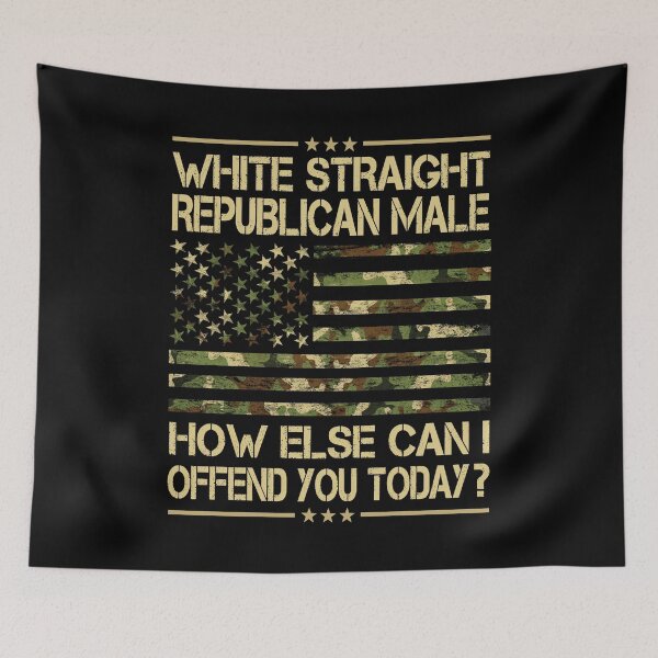 Item preview, White Straight Republican Male Funny Political Christian Patriotic American Retro Camo Flag  designed and sold by Bad Kitty Designz.