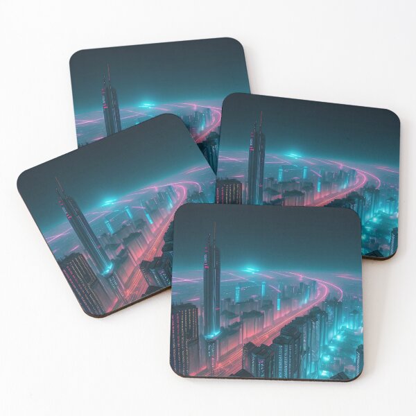 Item preview, Futuristic cityscape illuminated by vibrant neon lights at night. designed and sold by ArtComixHaven.