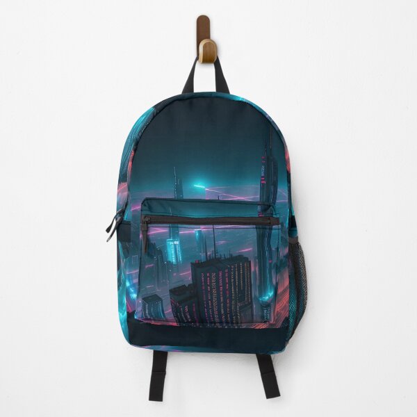 Item preview, Futuristic cityscape illuminated by vibrant neon lights at night. designed and sold by ArtComixHaven.