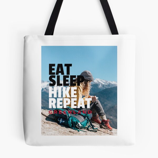 Item preview, Eat Sleep Hike Repeat Greenland Female Hiker designed and sold by GraTEEtude.