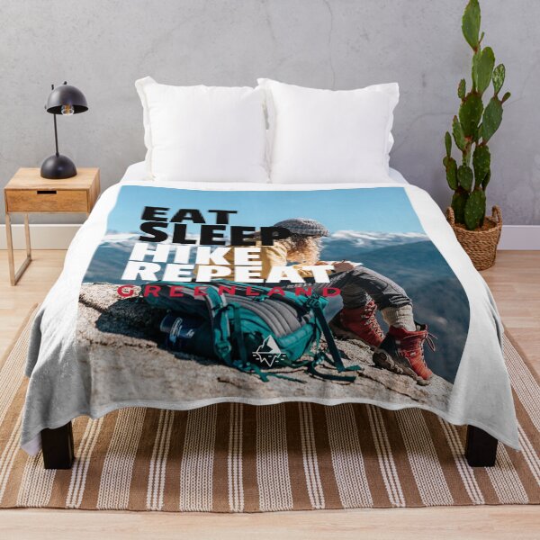 Item preview, Eat Sleep Hike Repeat Greenland Female Hiker designed and sold by GraTEEtude.