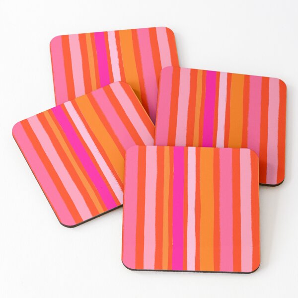 Item preview, Multi Bright Pink and Orange Stripes Freehand designed and sold by OneThreeSix.
