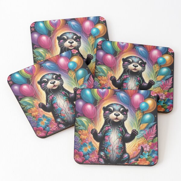 Item preview, Baby Otter Loves Beautiful Flowers And Balloons  designed and sold by BotunPeony.