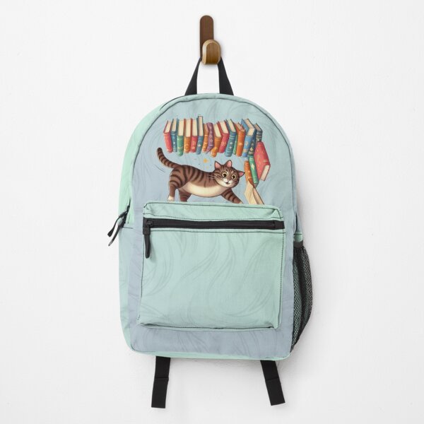 Item preview, a cat doing somersaults on a stack of books , illustration designed and sold by Hania777.
