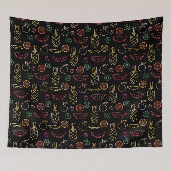 Item preview, Fruits pattern on black background for vegans and fruit lovers designed and sold by crazymessygirl.