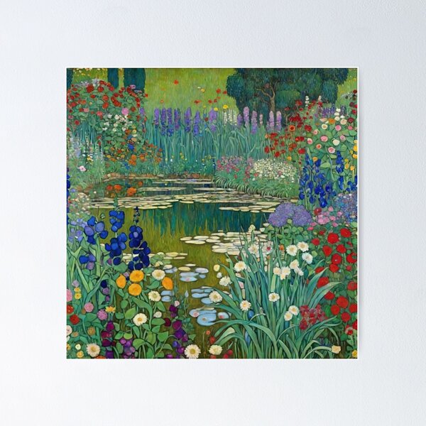Item preview, Gustav Klimt Flower Garden Pond designed and sold by maniacfitness.