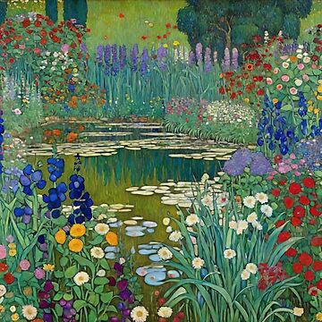 Aperçu de l'œuvre Étang de jardin fleuri Gustav Klimt de maniacfitness