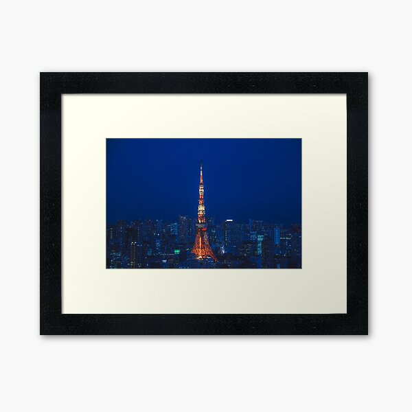 Tokyo Tower in Blue Framed Art Print