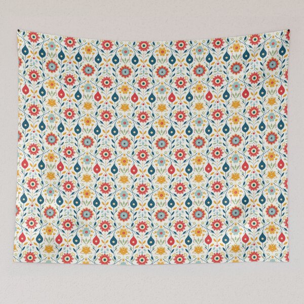 Item preview, Folk Garden - Vibrant Floral Tapestry designed and sold by gooseprinttees.