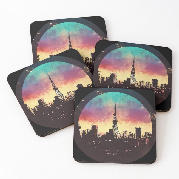 Item preview, Tokyo tower abstract pop art cityscape designed and sold by TomFrontierArt.