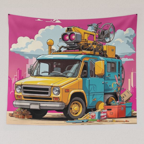Item preview, A cartoon of a truck with a robot on top designed and sold by johndesign88.