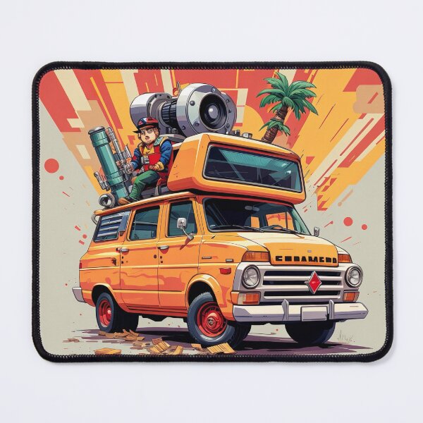 Item preview, A cartoon of a man sitting on top of a van designed and sold by johndesign88.