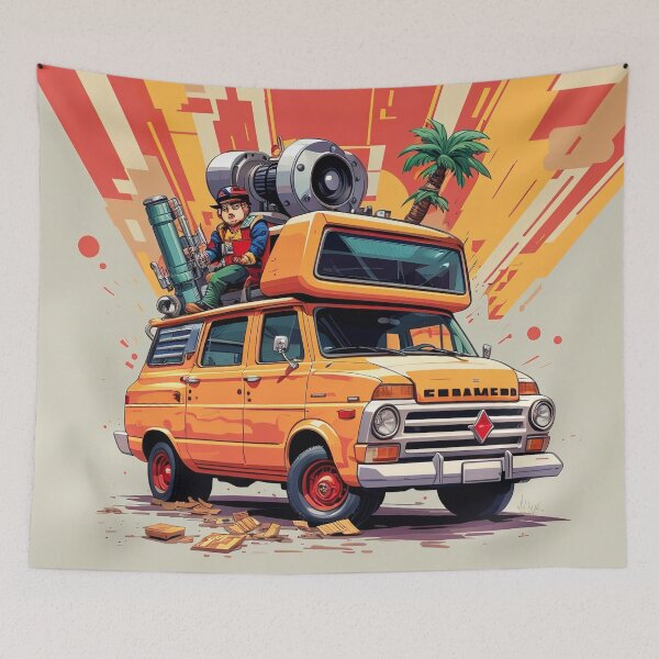 Item preview, A cartoon of a man sitting on top of a van designed and sold by johndesign88.