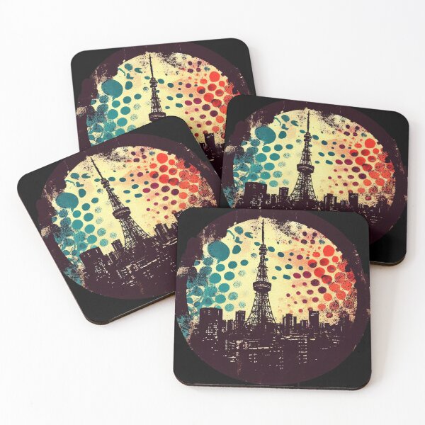 Item preview, Tokyo tower abstract pop art cityscape designed and sold by TomFrontierArt.