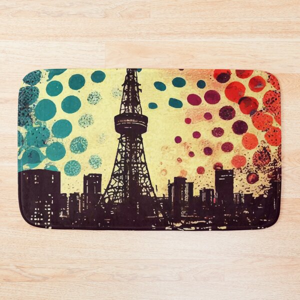 Item preview, Tokyo tower abstract pop art cityscape designed and sold by TomFrontierArt.