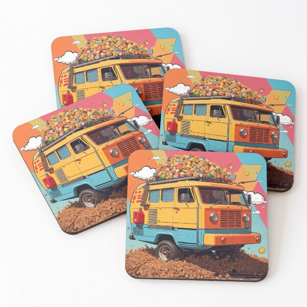 Item preview, A cartoon van with lots of objects on top of it designed and sold by johndesign88.