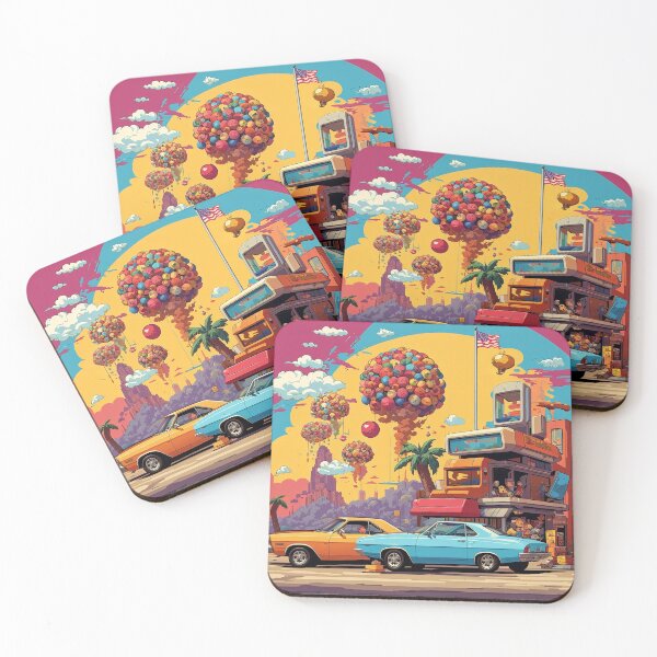 Item preview, A cartoon of cars parked in front of a candy store designed and sold by johndesign88.