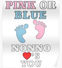 Pink Or Blue Nonno Loves You Grandpa Italian Baby Shower Heart Gender Reveal Party Mens Womens T Shirt You Baby Shower Gender Reveal Party Mens Womens T Shirt Funny Cute Gift Poster