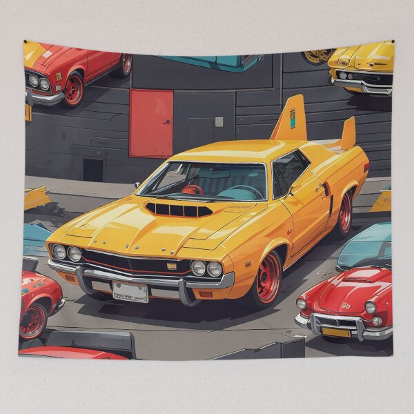 Item preview, A yellow car in a parking lot designed and sold by johndesign88.