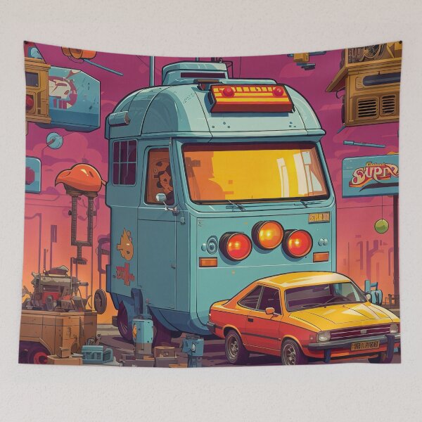 Item preview, A cartoon of a bus and a car designed and sold by johndesign88.