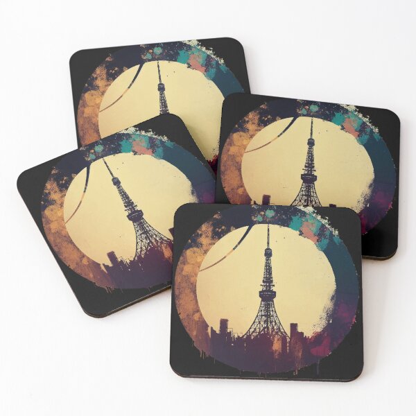 Item preview, Tokyo tower abstract pop art cityscape designed and sold by TomFrontierArt.