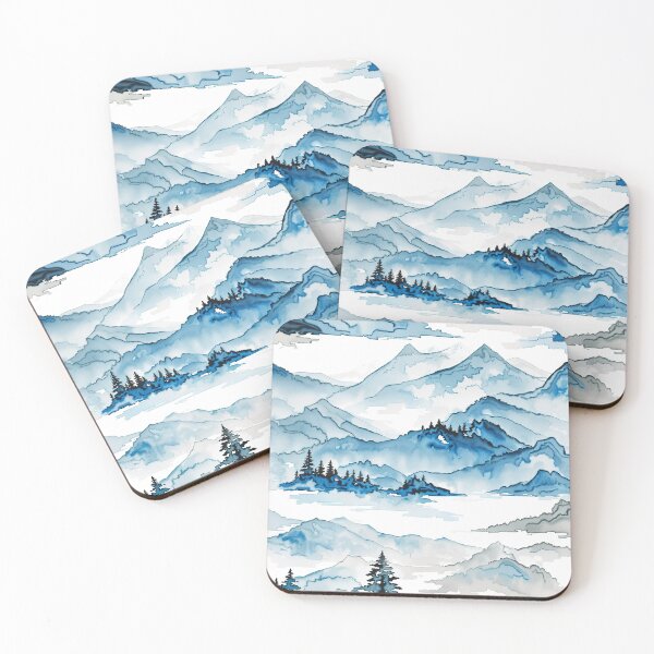 Item preview, A blue and white mountain landscape designed and sold by johndesign88.