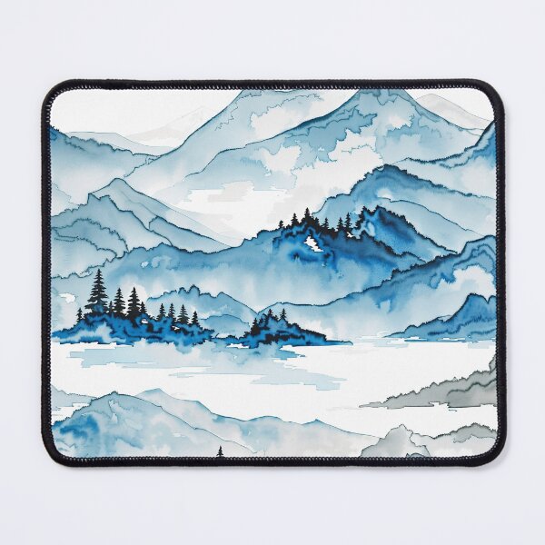 Item preview, A blue and white mountain landscape designed and sold by johndesign88.