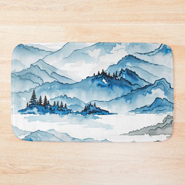 Item preview, A blue and white mountain landscape designed and sold by johndesign88.