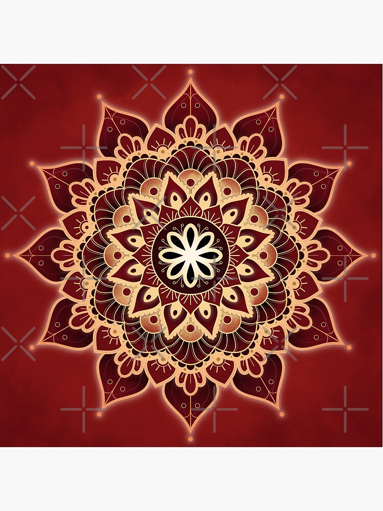 Aperçu 4 sur 4. Coussin avec l'œuvre Mandala du Chakra Racine (série) créée et vendue par AudreyJanvier.