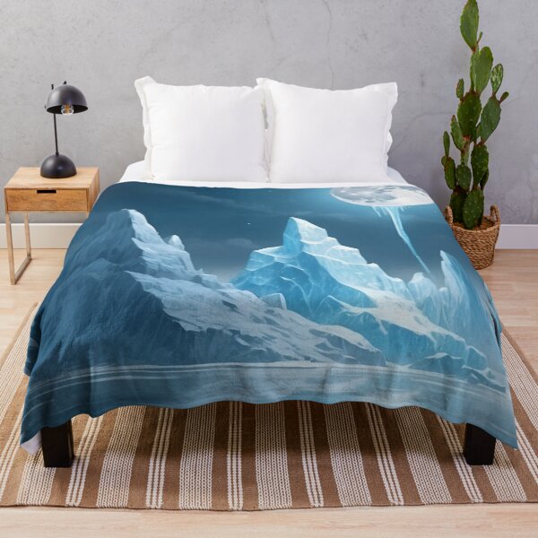 Item preview, Floating icebergs with frozen moon surrounded by a misty atmosphere. Cartoon sketch painting style designed and sold by Andrey-Myagkov.